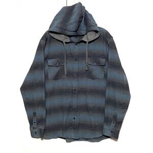 Molokai Surf Co Flannel Hoodie Button Down Shirt Mens L Surfer Skater Gorpcore